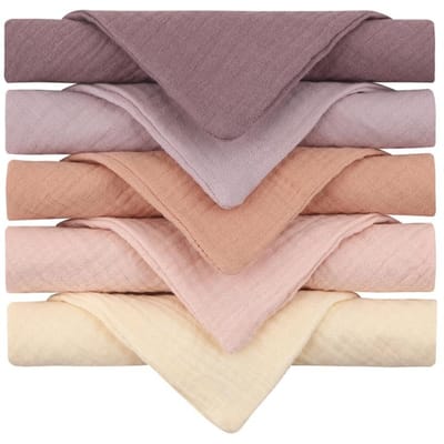 Lot de 5 serviettes en gaze de coton douces et absorbantes pour bébé violet