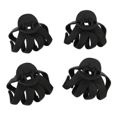 Haarclips set 4 stuks – matte ronde haar klemmen met brede gebogen tanden – stevige zwarte kunststof haaraccessoires voor dames