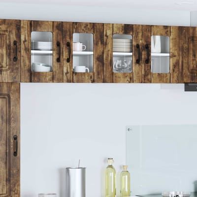 vidaXL - Wandglas - Kasten - LUCCA - Gerookt - eiken - 60 - x - 31 - x - 40 - cm