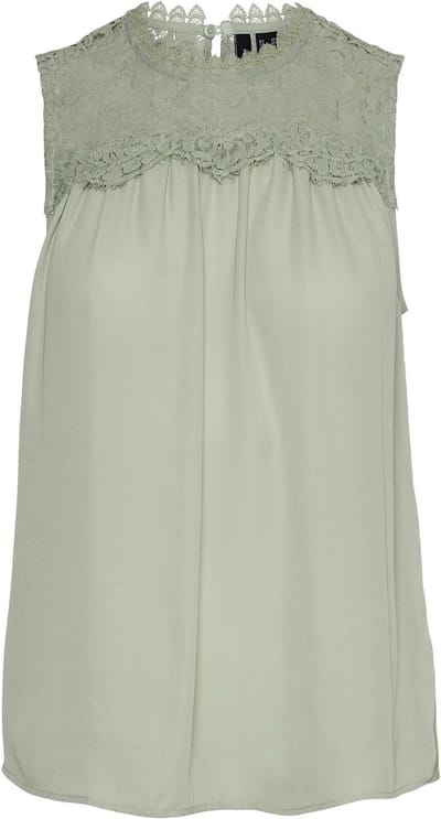 Vero Moda Top Vmmaple Sl Lace Neck Top Ga  Noos 10269340 Desert Sage Dames Maat - S