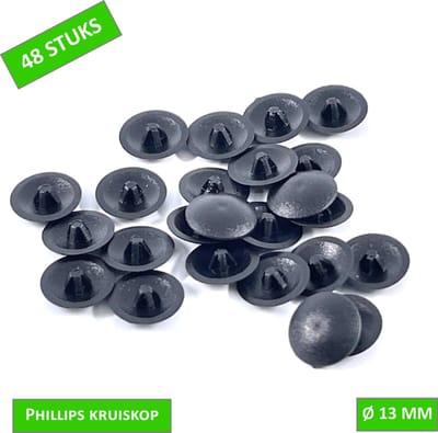 TQ4U Afdekkap voor Kruiskop schroef - Ø 13 mm - Kunststof - Zwart - 48 stuks