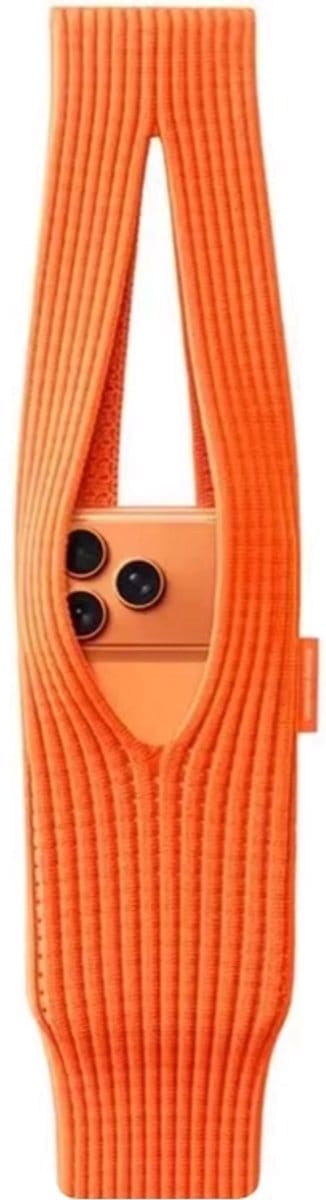 Gebreid Telefoontasje Crossbody voor Dames – Geschikt voor iPhone & Smartphones, Mobiel Schoudertasje van Polyester in Effen Kleur-ORANJE