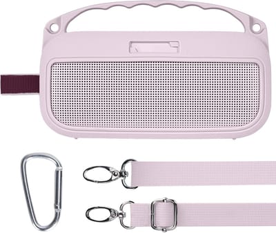 Silicone Hoes voor Bose SoundLink Flex Draagbare Speaker met Schouderbanden en Bevestigingslus - Bescherming, Stijl en Functionaliteit (Roze)