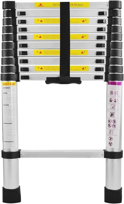 Telescopische Aluminium Ladder 3,2m - Uittrekbare Multifunctionele Antislip Ladder met 150 kg Draagvermogen