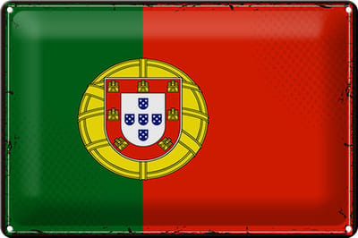 Blechschild Flagge Portugal 30x20cm Retro Flag of Portugal