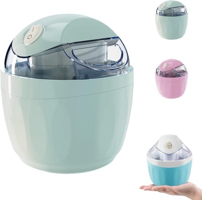 Ijsmachine - Roomijsmachine - Sorbetmaker - Mini ijsmachine - Elektrisch - One-touch bediening - Zelf ijs maken - Voor frozen yogurt en gelato - Voor thuis en keuken - Compact - Lichtblauw