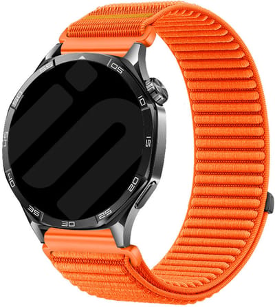 Strap-it Wave nylon bandje 20mm - Geschikt voor Samsung Galaxy Watch 7 / 6 / 5 / 4 (Pro / Classic) / 3 - 41mm / 42mm / Active 40 & 44mm / FE - Polar Ignite / Unite - Withings ScanWatch 2 - 42mm / Nova / Steel HR 40mm (oranje)