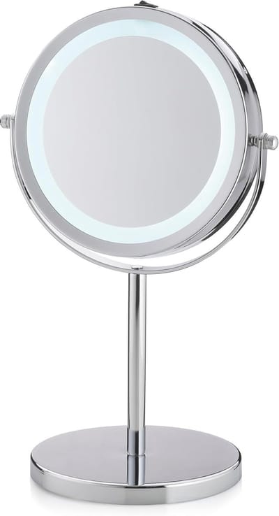 Verlichte Make-up Spiegel - Cosmetica Spiegel - Precisie Make-up - Verstelbare Vergroting - 13cm Rond - Verchroomd