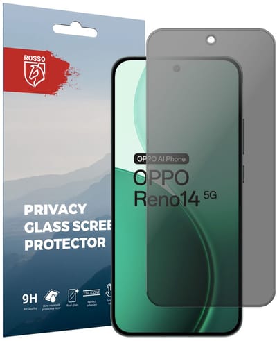 Rosso Privacy Screen Protector Geschikt voor de Oppo Reno 14 - 9H Gehard Glas - Case Friendly Tempered Glass - Eenvoudige Installatie