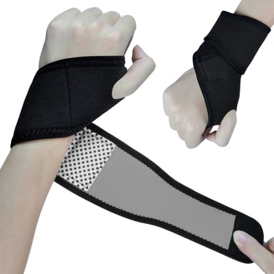 2 stuks Polssteun Brace Verwarming Polsstabilisator Verstelbare polsbandages Protector Links en 2 pcs grijze kleur/zwart