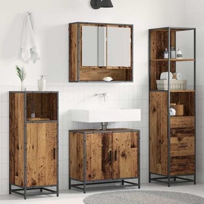 vidaXL - Badkamermeubel - Set - 3 - st - Oud - Hout - 35 - x - 37,5 - x - 166 - cm