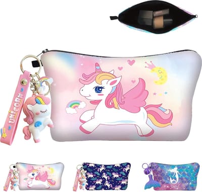 Make-uptas voor meisjes met sleutelhanger | Reis make-uptas in cartoonstijl | Perfect cadeau voor vrouwen