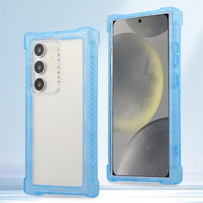 Voor Samsung Galaxy S24 5G Transparante matte TPU Hybride PC 3-in-1 Telefoonhoesje (Blauw)