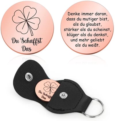 Dailygoods- Geluksbrenger Klaverblad - Geluksbrenger Sleutelhanger - Geluksarmband - Cadeautje voor Eerste Schooldag - Opberghoes - Roestvrij Staal - Geluksmunt