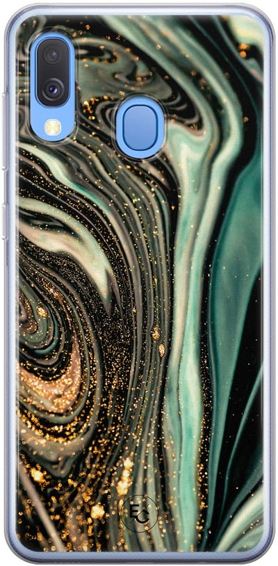 Hoesje geschikt voor Samsung Galaxy A40 - Marble khaki - Soft Case - TPU - Marmer - Groen - ELLECHIQ