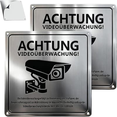 Bewakingsborden - Veiligheidsborden - Gebied Beveiligen - DSGVO Conform - 15 x 15 cm - Aluminium