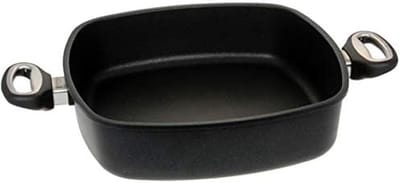 Gietijzeren Pan - Vierkante Braadpan - Lekker Koken - Lotus Bloemen Effect - 29 cm - Zwart