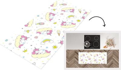 Keukenloper - Loper keuken - Eenhoorn - Patronen - Regenboog - 120x50 cm - Keukenloper vinyl