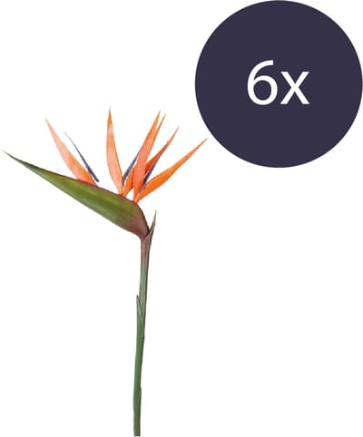 Emerald - Kunstbloem Paradijsvogelbloem 90cm oranje - Set van 6 - Kunstplant voor binnen