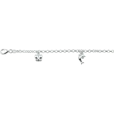 Zilver Gerhodineerde Armband diverse bedels 15 cm 1329676