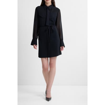 French Connection Arezzo Tie Nk Shirt Dress Black Maat: 18 | Maxi Jurken Outlet | Dames | Zwart