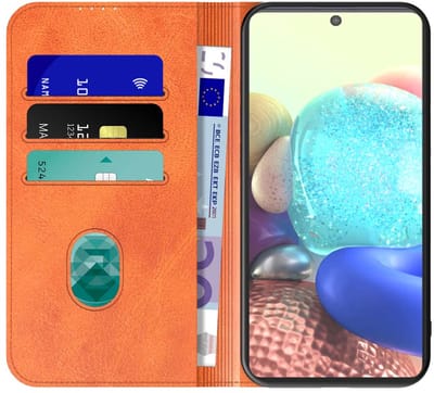 Geschikt voor Samsung Galaxy A71 5G Telefoonhoesje Bruin Kunstleer Met Magnetische Sluiting - Portemonnee BookCase Met Pasjeshouder - ProtX