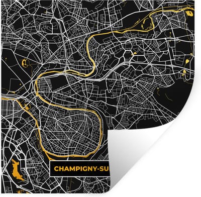 Muurstickers - Sticker Folie - Kaart – Stadskaart – Frankrijk – Plattegrond - Champigny-sur-Marne - 100x100 cm - Plakfolie - Muurstickers Kinderkamer - Zelfklevend Behang XXL - Zelfklevend behangpapier - Stickerfolie