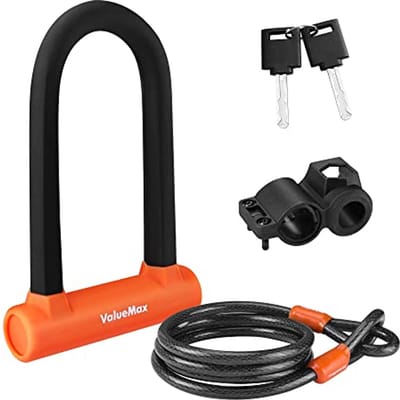 Hoogwaardige Fietsslot 16 mm met 1,8 m Veiligheidssnoer - Robuust Fietsslot en Houder voor Fietsen, Motoren en Scooters