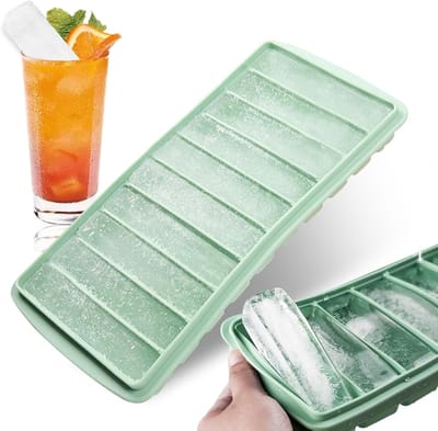 Siliconen ijsblokjesvorm - langwerpige ijsvorm - ijsblokjes tray - 10 vakken - 40 ml - groen