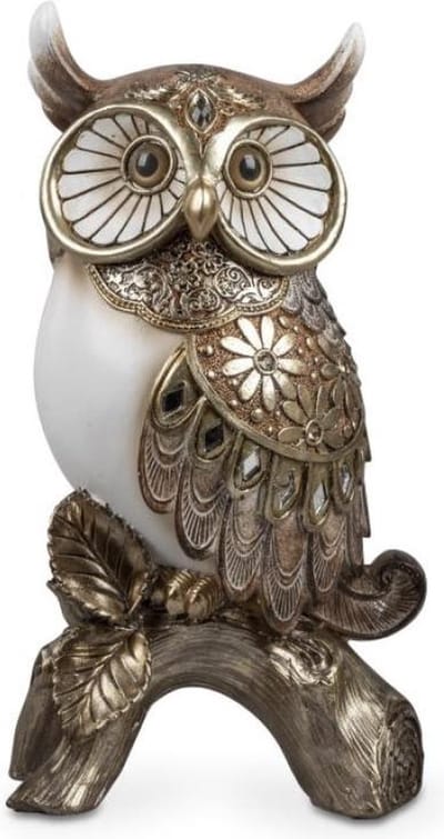 Uil - Beeld - Wijsheid - Polyserin - Goud - 24cm