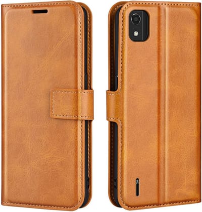 Coverup Hoesje - Geschikt voor Nokia C2 2E Hoesje - Coverup Deluxe Book Case - Bruin