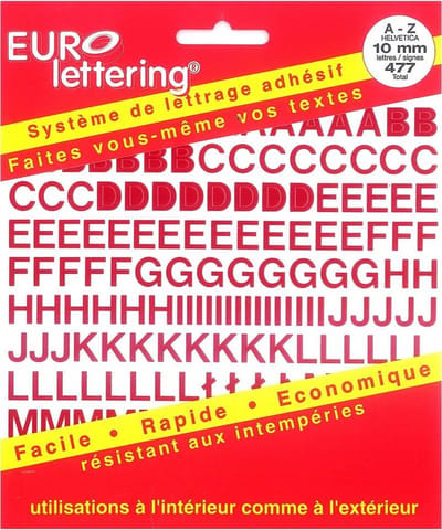 Eurolettering rood - 10 mm letters
