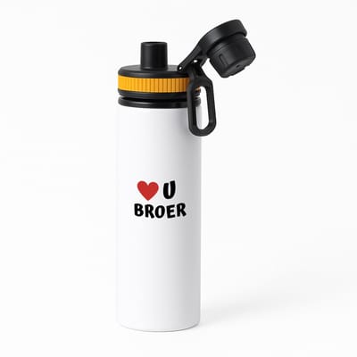 Hacebo® - love u broer waterfles met draaidop oranje - Broer - de liefste broer - verjaardag - cadeautje voor broer - broer artikelen - kado - geschenk - water fles - 850ML