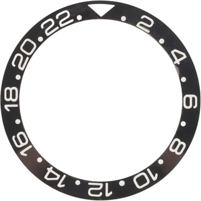 Anneau de Lunette de Montre en Céramique Base Noire Chiffres Blancs Pièces de Rechange Accessoire pour 38mm