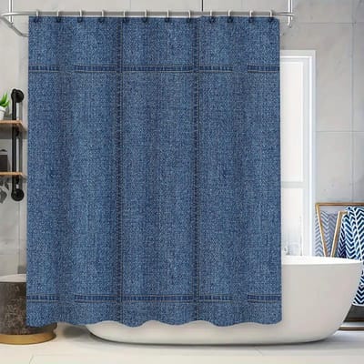 Moderne Boerderij Douchegordijn Waterdicht Blauw Denim Stof Badkamer Decoratie Set Vintage Rustiek Kuststijl Douchegordijn Liner W60H190(CM)-1 Pcs gray