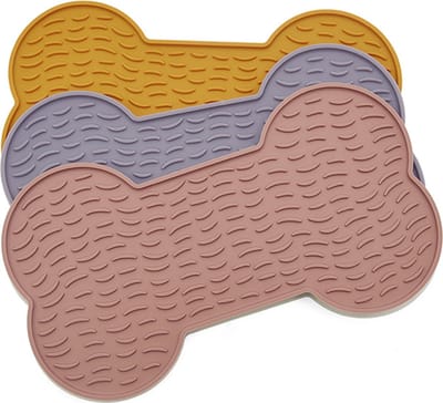 Dogs&Co Likmat Bone Blauw voor hond of kat 20x15cm - Likmat voor hond - siliconen likmat - Slowfeeder - Voermat
