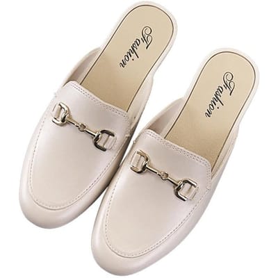 Dames Enkele Schoenen Zomer Slippers Dames Bovenkleding Casual Mode Sandalen Luie Schoenen Baotou Halve Slippers Dames 37 white