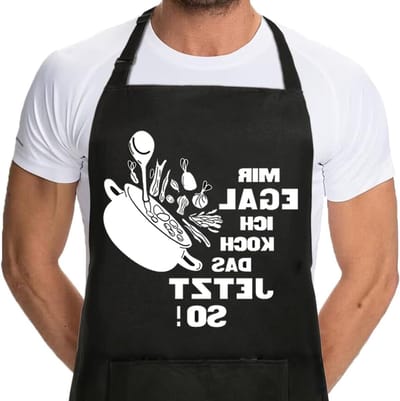 Dailygoods- Keukenschort met grappige opdruk - Waterdicht - Verstelbaar - 2 zakken - Koken/Grillen - Uniek design met humor - Kookschort