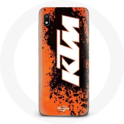 Hoesje voor Samsung Galaxy A10 KTM Logo wit oranje achtergrond wit