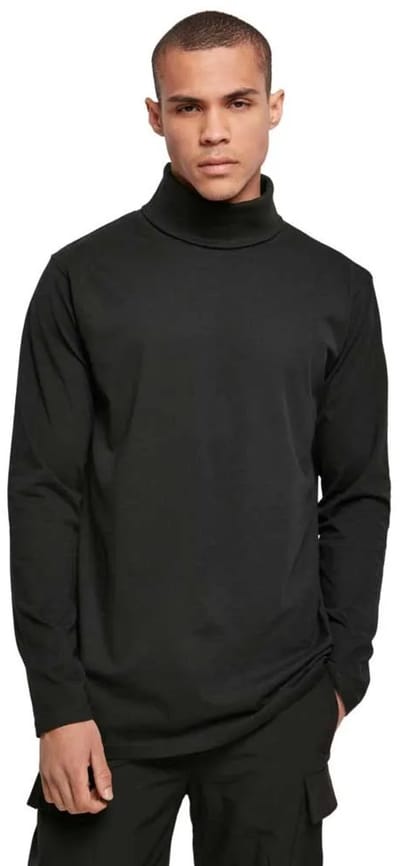 Build Your Brand T-shirt Met Lange Mouwen En Hoge Hals Zwart S Man