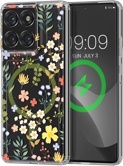 kwmobile Kristalheldere hardcase compatibel met Motorola Edge 60 Pro Hoesje – compatibel met MagSafe – Acryl hoesje met TPU-rand – Charmante bloemen design