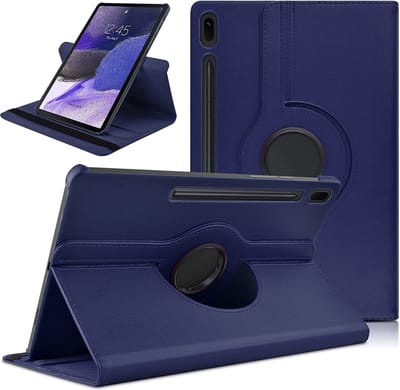 Hoesje Geschikt Voor Samsung Galaxy Tab S8 Plus hoes Draaibare Book Case Cover Donker Blauw - Hoesje Geschikt Voor Samsung Galaxy Tab S8 Plus hoesje 2022/ Tab S7 FE 2021/Tab S7 Plus 2020 hoesje -Tablet Hoes 12.4 Inch