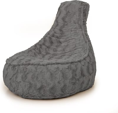 Drop & Sit - zitzak/stoel - stijlvolle bontlook (faux) - Noa JR - antraciet - 100 Liter