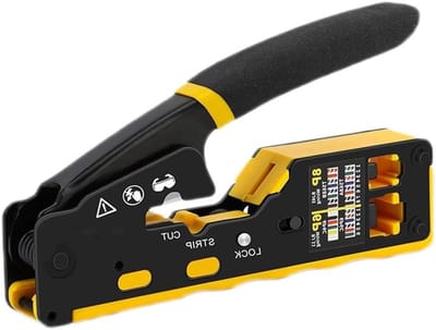 Ethernet Krimptang - Netwerkkabel Tang - Kabels Maken - Alles-in-één Tool - 21 cm - Grijs
