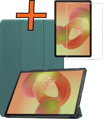 Hoesje - Geschikt voor Lenovo Idea Tab - Met Screenprotector - Trifold Bookcase - Hard Cover - Hardcover Book Case - Tablet Hoes - Donkergroen