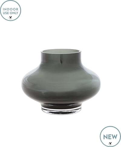 Vaas Ruvuma | Small | Grijs - Grey | Mondgeblazen Glas | Nieuw | Ø20 x H15 cm