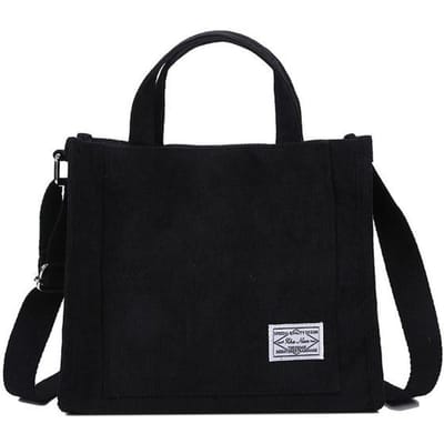 Dames Tote Schoudertas Corduroy Casual Retro Art Canvas Crossbody Tassen voor Dames Katoenen Rits Handtassen Luxe Designer black