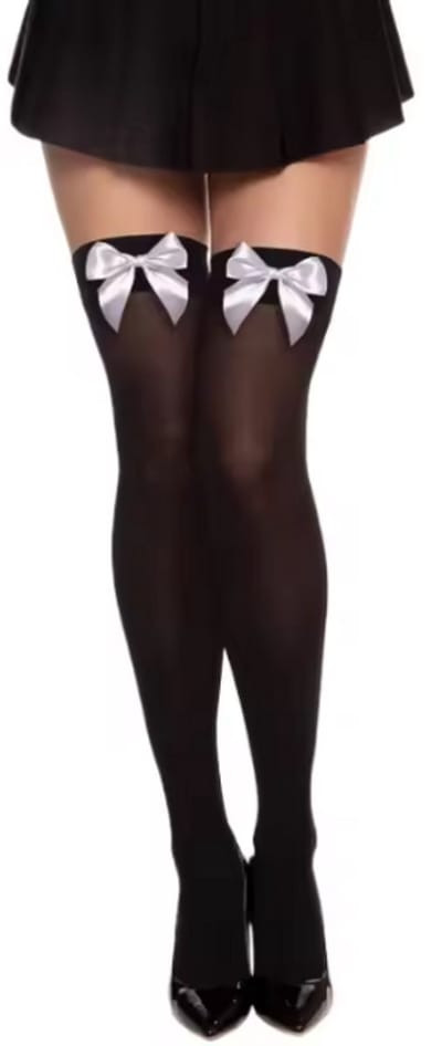 Finnacle - Verleidelijke Burlesque kousen voor vrouwen - Bow Zwart/Wit - Finnacle