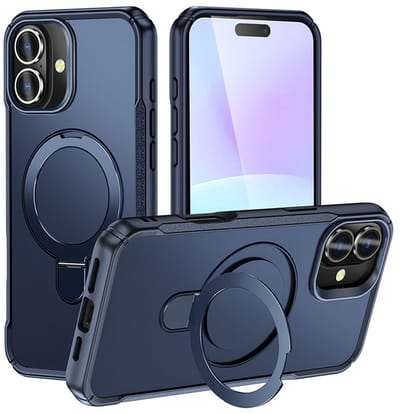Mobiq - Magnetisch Ringstand Magsafe Hoesje geschikt voor iPhone 17 - blauw