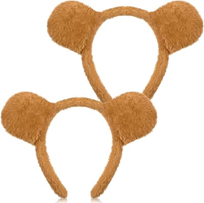 2 Stuks Dierlijke Hoofdbanden voor Carnaval en Feestjes - Bruine Beer Kostuum Accessoires voor Volwassenen, Zoo Cosplay en Pasen